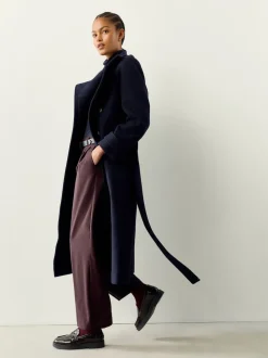 Bleu marine - Manteau habillé à col cheminée