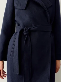 Bleu marine - Manteau habillé à col cheminée