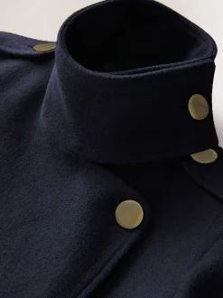 Bleu marine - Manteau habillé à col cheminée