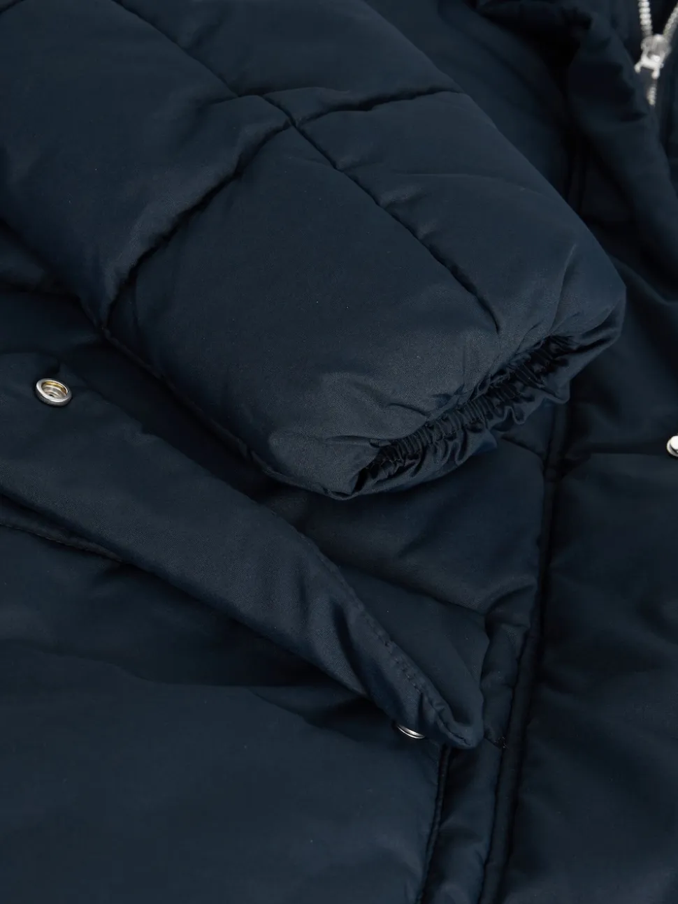 Bleu marine - Manteau long matelassé à capuche résistant à la douche