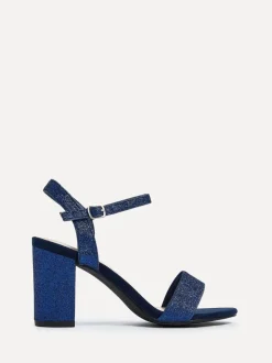 Bleu marine à paillettes - Linzi horizon ouvert en arrière Sandales à talons blocs à peine là