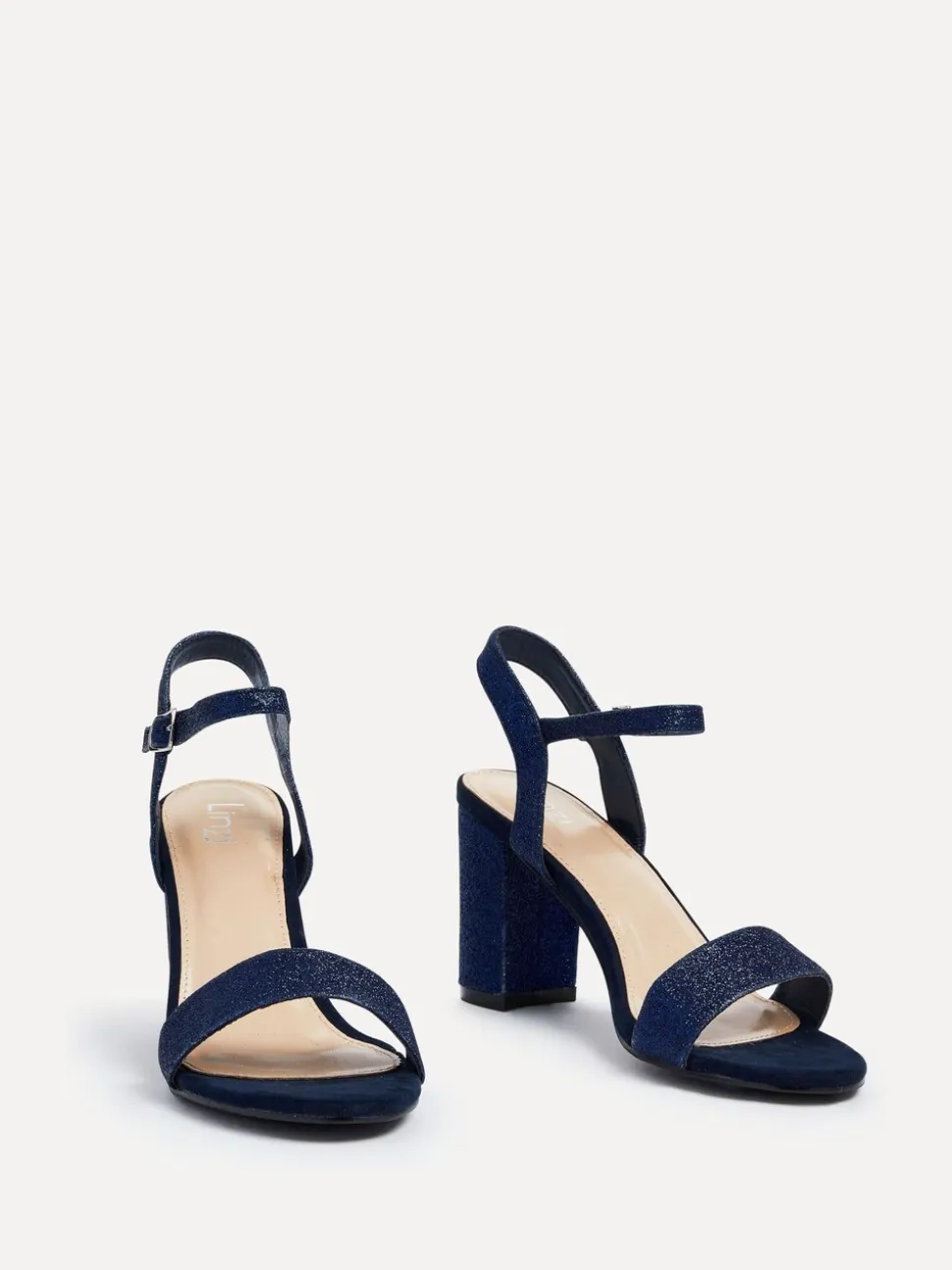 Bleu marine à paillettes - Linzi horizon ouvert en arrière Sandales à talons blocs à peine là