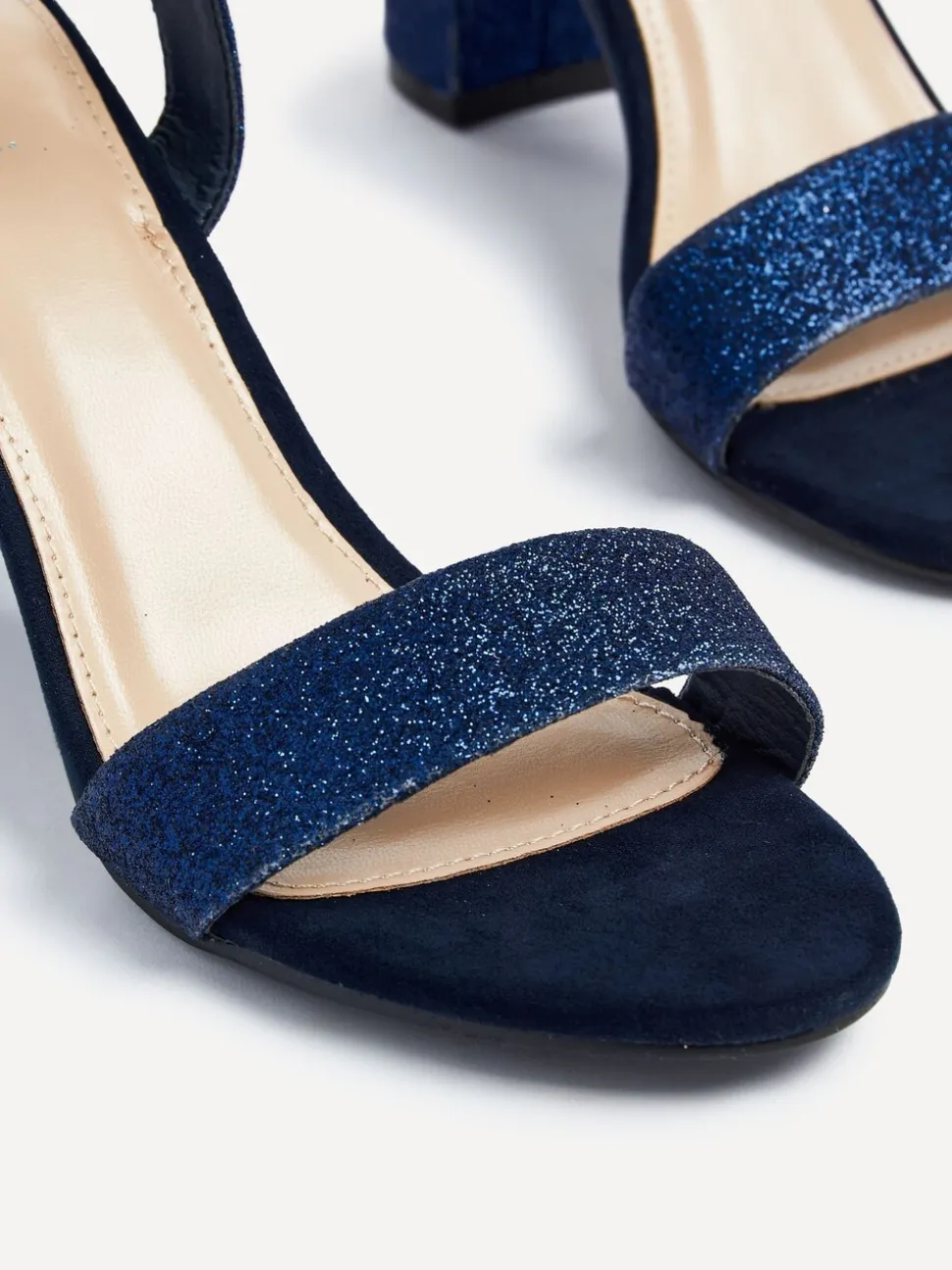 Bleu marine à paillettes - Linzi horizon ouvert en arrière Sandales à talons blocs à peine là