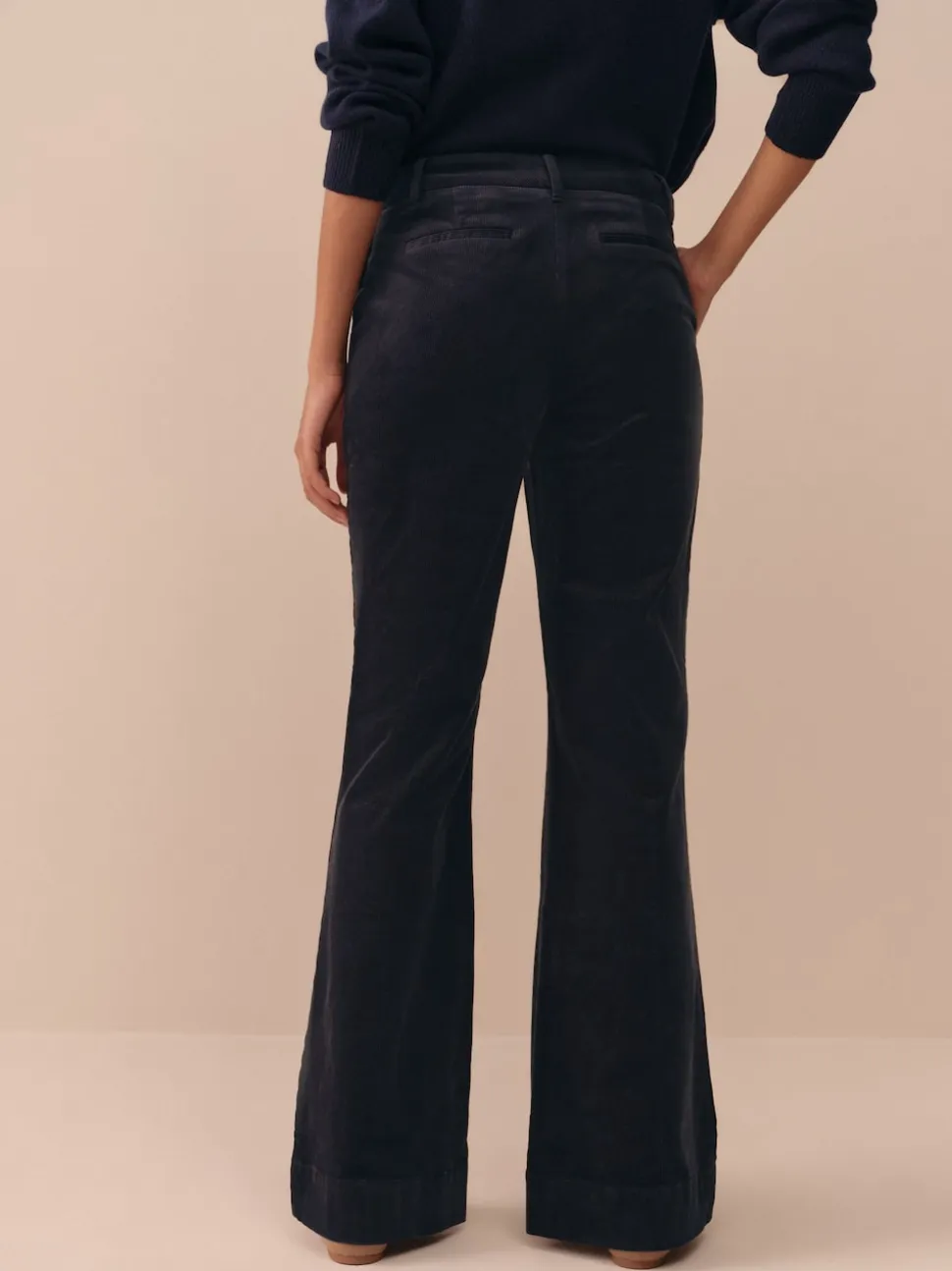 Bleu marine - Pantalon bootcut N. Premium en velours côtelé