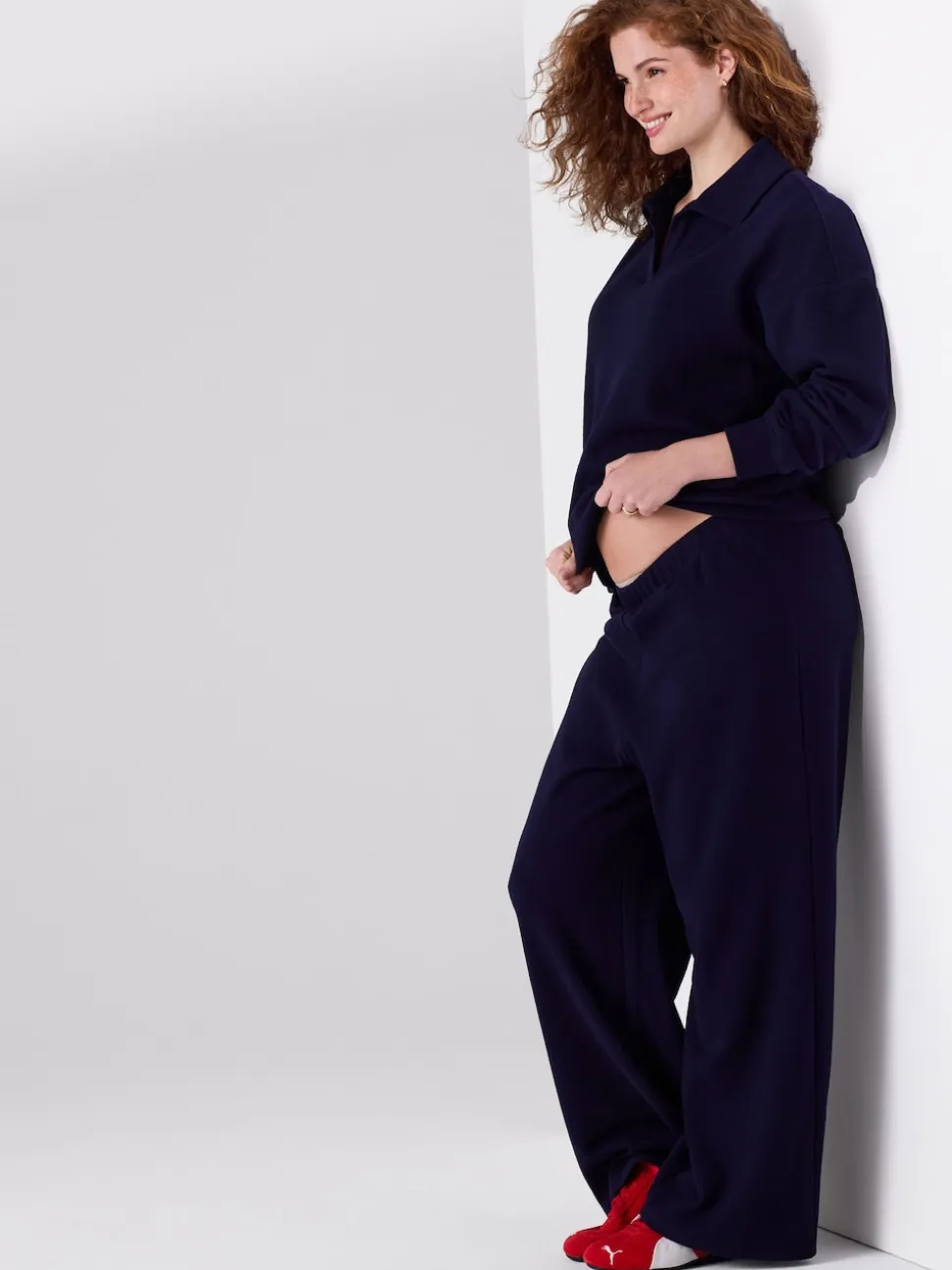 Bleu marine - Pantalon de maternité large douillet