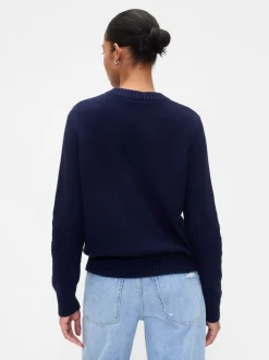 Bleu marine - Pull Gap en maille torsadée de coton