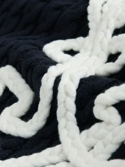 Bleu marine - Pulls en maille à l’ancre en Blend de Coton avec détail en corde
