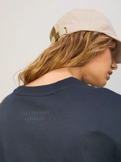 Bleu marine - Sweat-shirt long Essentiels coupe décontractée avec poches