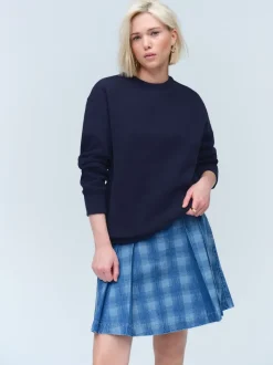 Bleu marine - Sweat-shirt long Essentiels coupe décontractée avec poches
