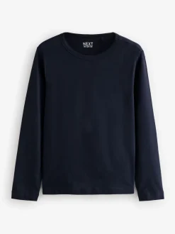 Bleu marine - T-shirt à manches longues de cou d'équipage