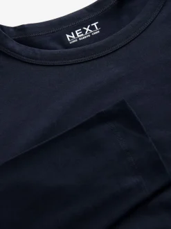 Bleu marine - T-shirt à manches longues de cou d'équipage
