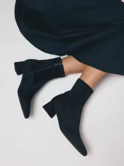 Bleu marine en daim - Bottines Motionflex à talon bloc