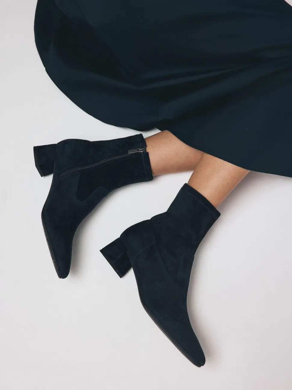 Bleu marine en daim - Bottines Motionflex à talon bloc