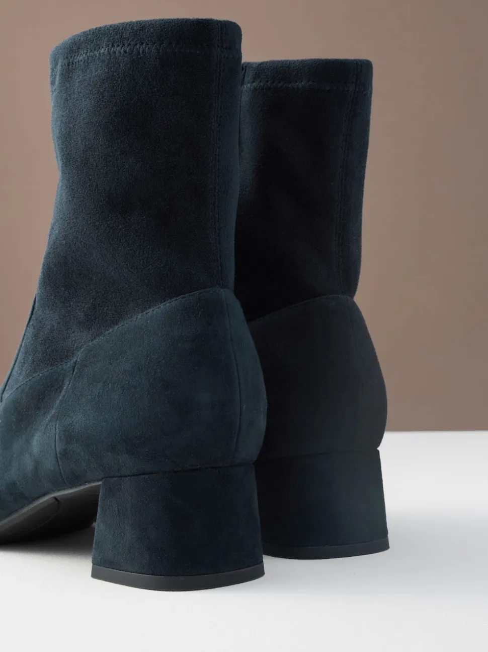 Bleu marine en daim - Bottines Motionflex à talon bloc