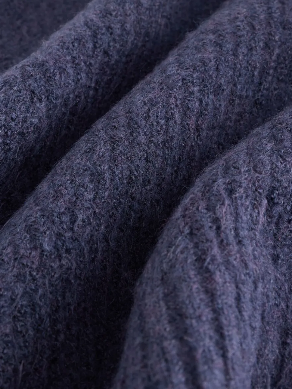 Bleu marine rayé - Pull en maille à bordure en dentelle avec écharpe