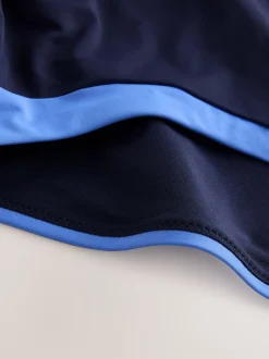 Bleu marine/bleu - Maillot de bain dos nu à col montant pour le contrôle du ventre