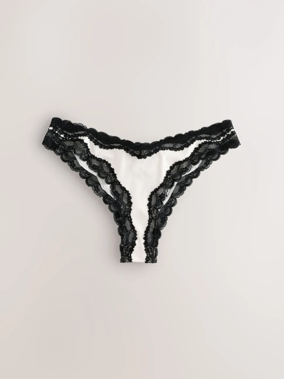 Bleu marine/Champagne - Lot de 2 culottes brésiliennes brillantes et bordées de dentelle