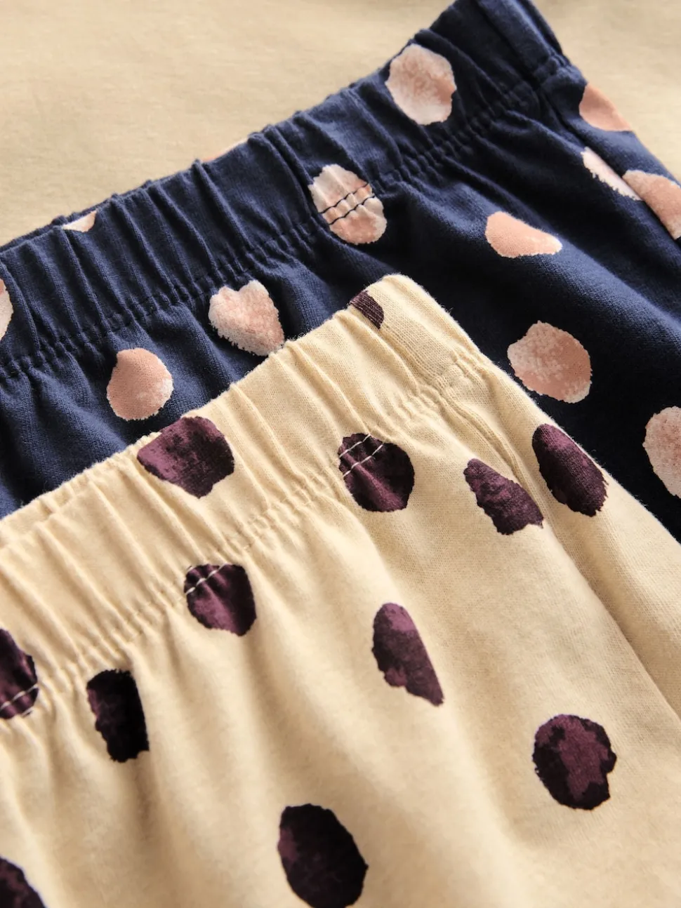 Bleu marine/jaune à pois - Ensemble de 2 pyjamas shorts