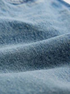 Bleu Milieu à pois - Jean droit taille milieu avec écharpe
