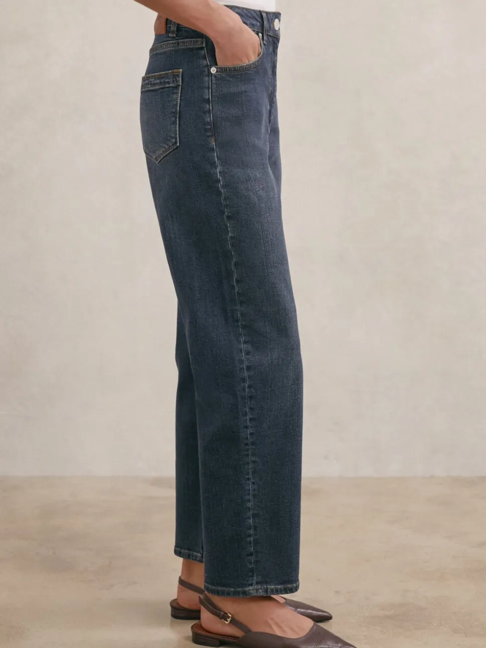 Bleu Milieu Antique - Reiss coupe droite taille mi-haute Selin Jeans