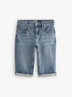 Bleu moyen - Bermuda en jean longueur Denim