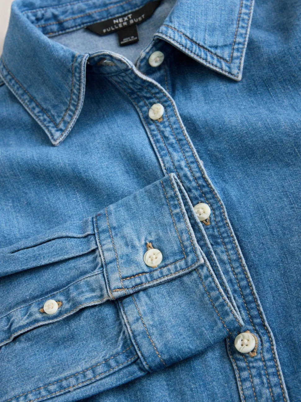 Bleu moyen - Chemise en Denim ajustée à taille cintrée