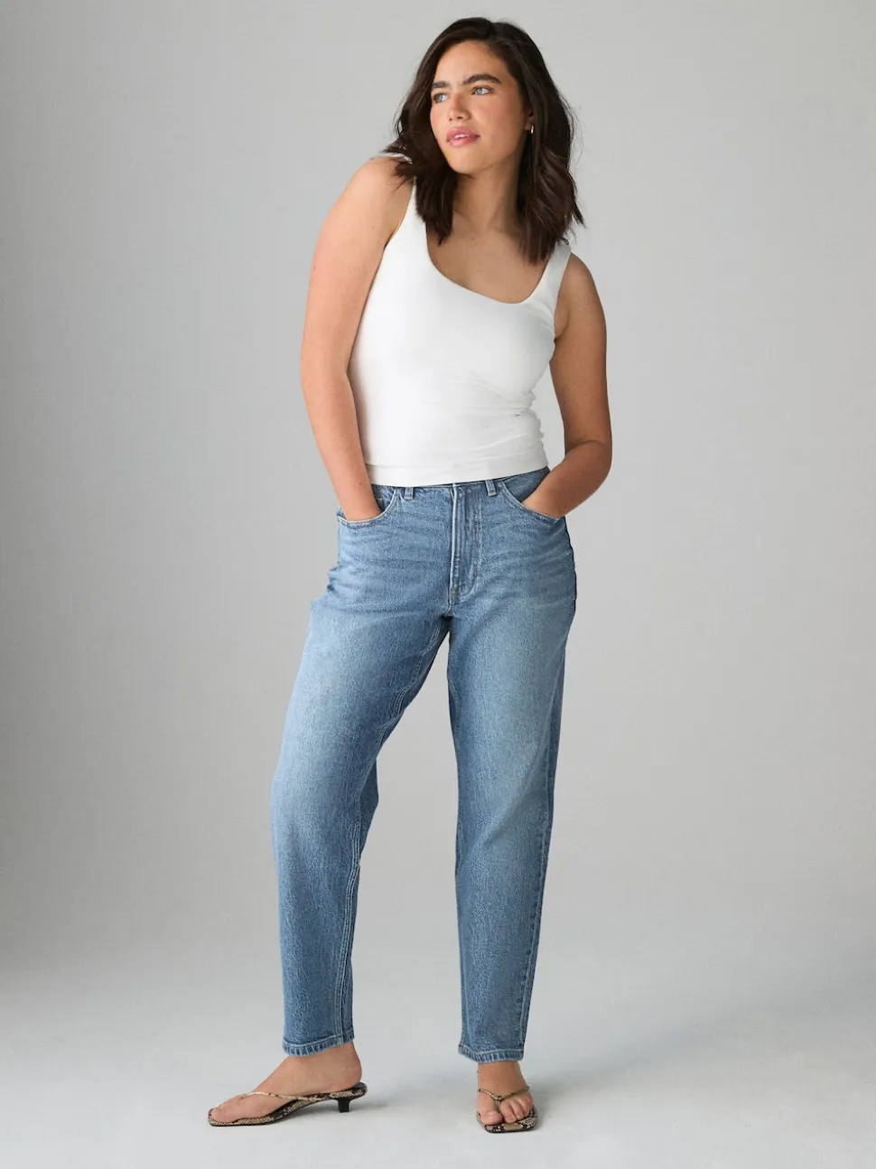 Bleu moyen - Jean mom Hourglass Comfort colonne extensible