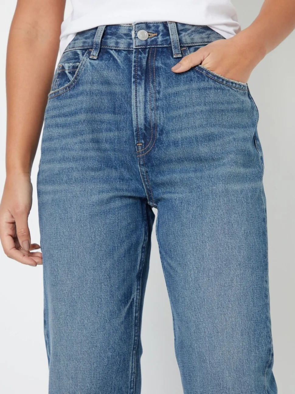 Bleu moyen - Jean Threadbare coupe droite