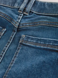 Bleu moyen - Jean évasé à enfiler Flexi Fit à taille haute