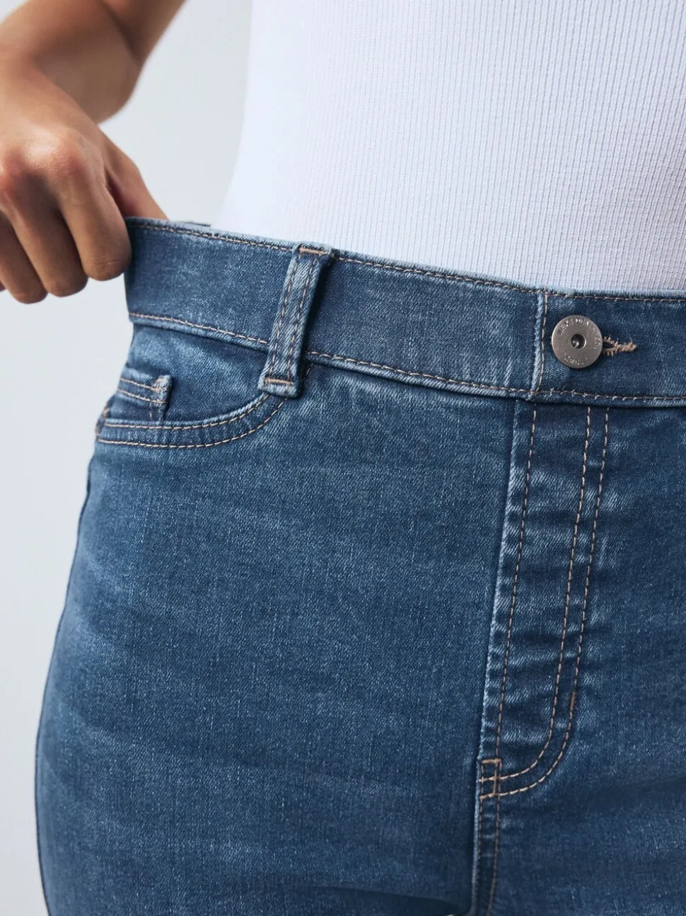 Bleu moyen - Jean évasé à enfiler Flexi Fit à taille haute