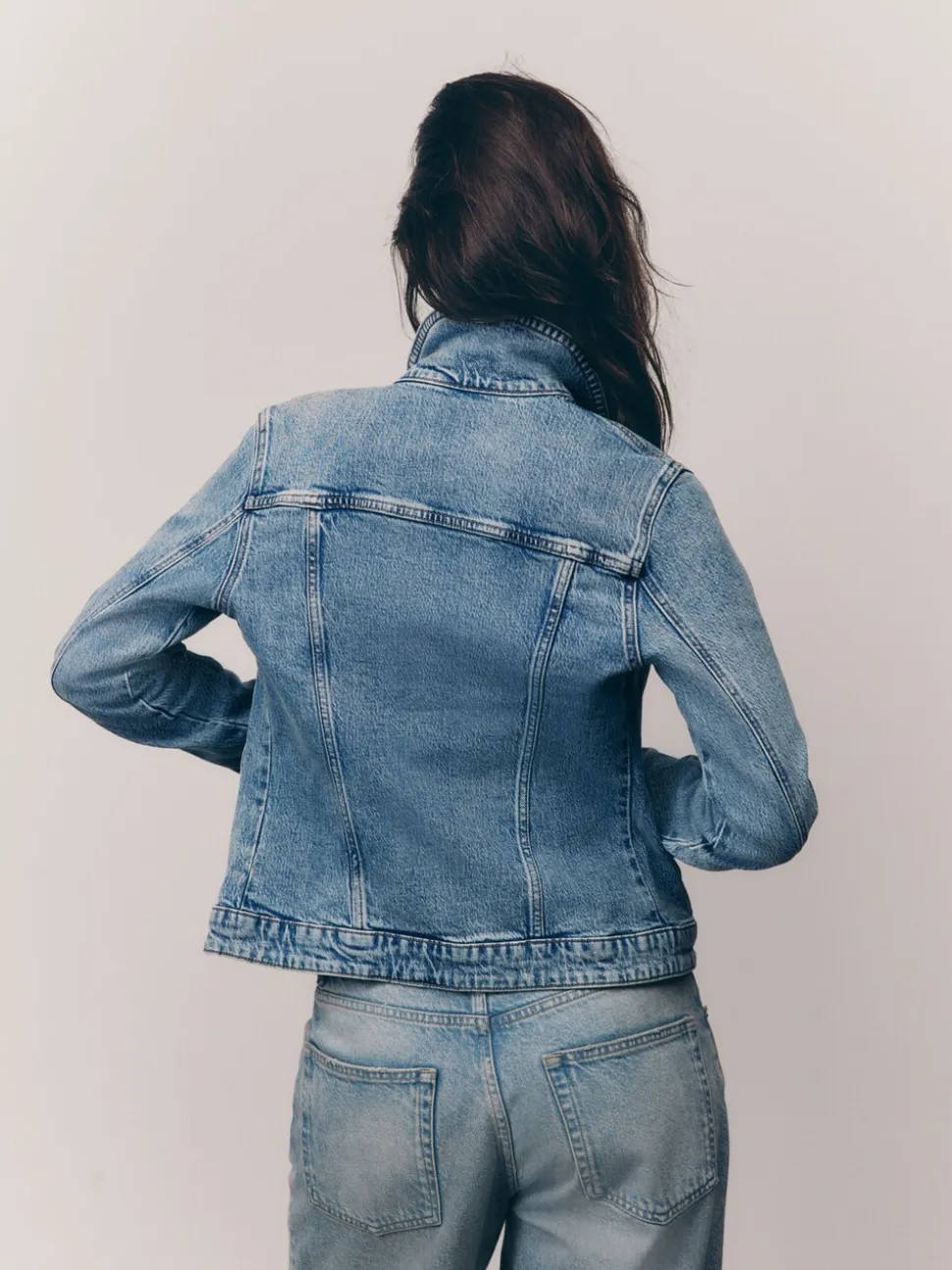 Bleu moyen - Jean Veste ajustées
