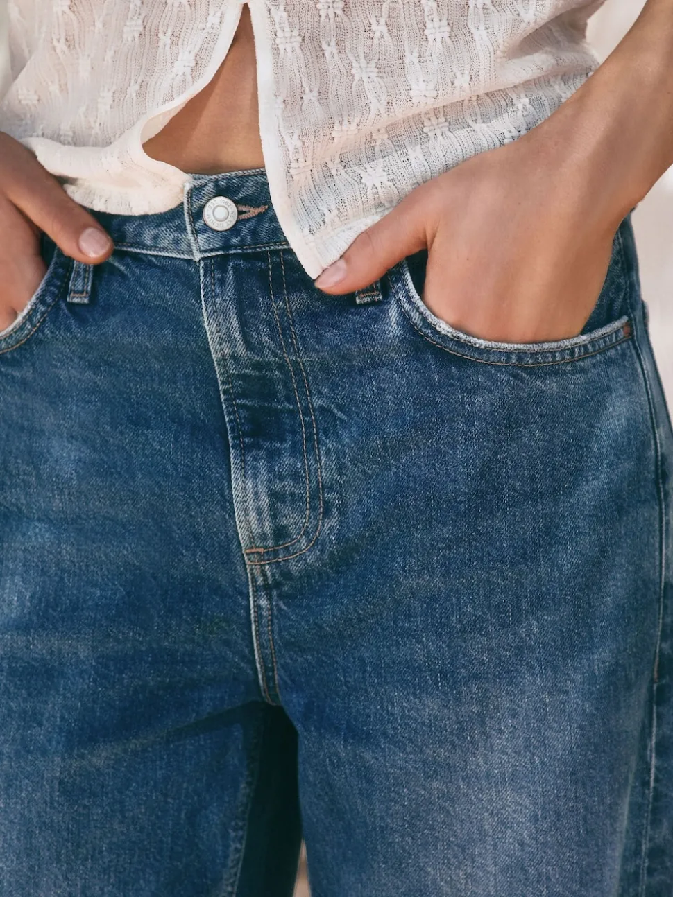 Bleu moyen - Jeans Boyfriend Turn Up