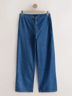 Bleu moyen - Joggings jambe large avec poche cœur