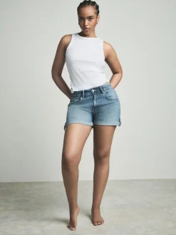 Bleu moyen - Short garçon en jean sablier