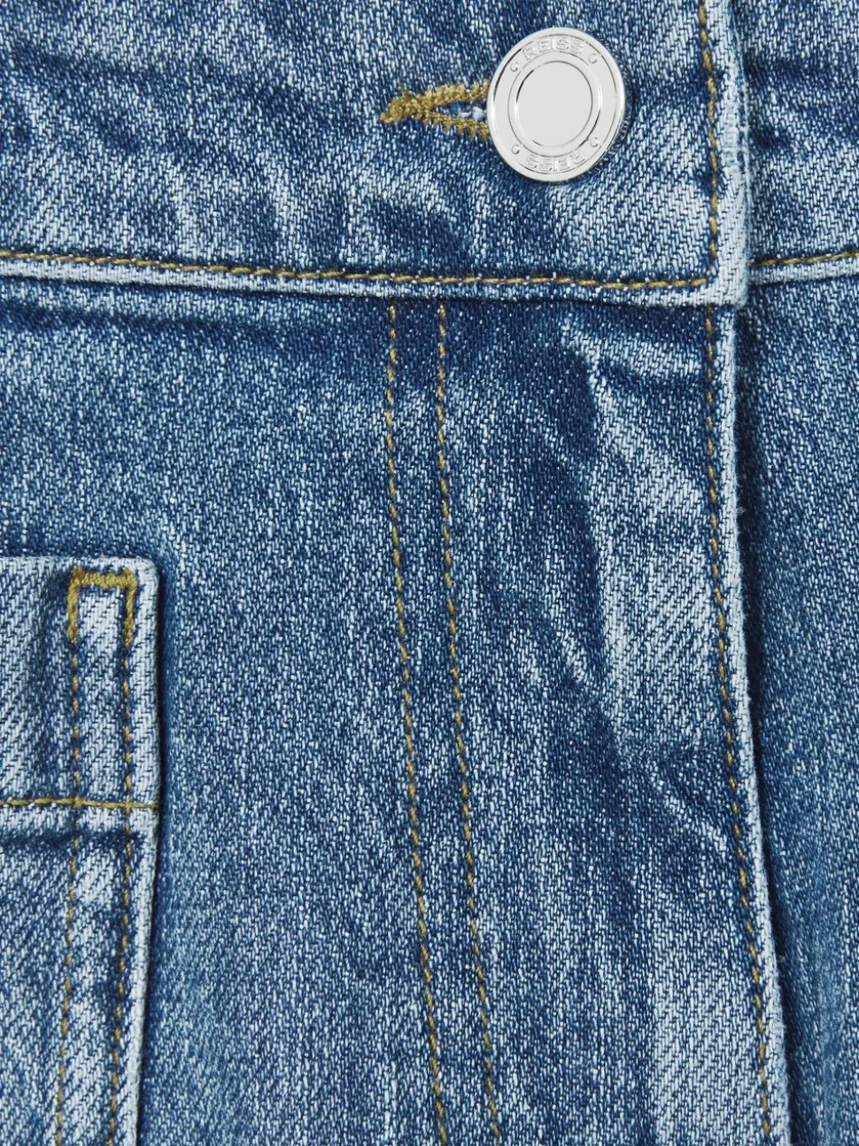Bleu moyen - Short taille mi-haute Reiss Kira en denim avec poches plaquées