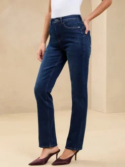 Bleu sculptant à délavage foncé - Lipsy Jean droit taille haute
