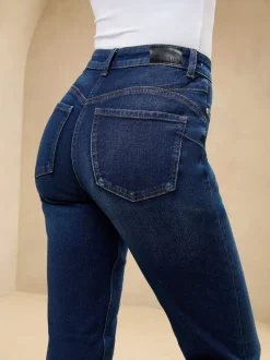 Bleu sculptant à délavage foncé - Lipsy Jean droit taille haute