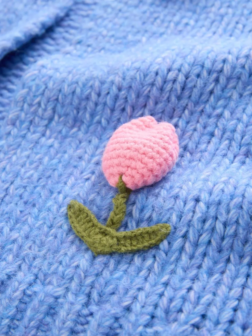 Bleu vif 3D Tulipe - Cardigan en grosse maille doux