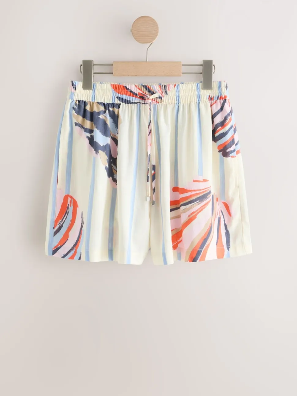 Bleu/Ecru - Shorts en lin