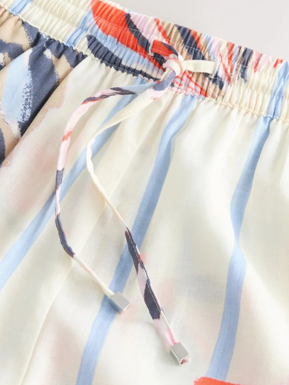 Bleu/Ecru - Shorts en lin