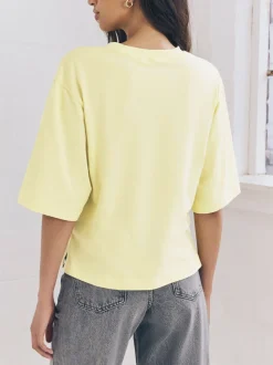 Bleu/jaune citron/neutre - Lot 3 t-shirts col ras du cou 100% coton longueur coude