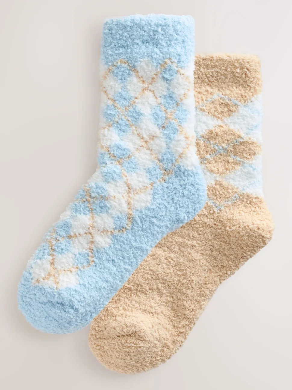Bleu/Neutre à losanges - Lot de 2 paires de chaussettes douillettes