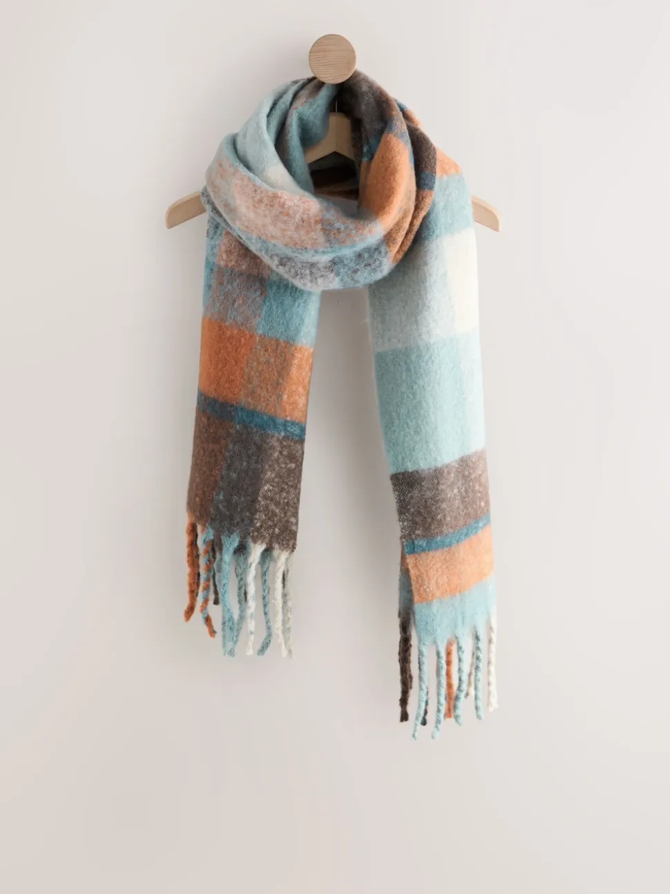 Bleu/Orange - Écharpe couverture brossée épaisse