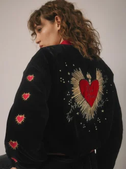 Blouson bombardier brodé en velours Rockett St George