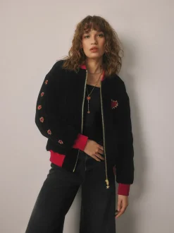 Blouson bombardier brodé en velours Rockett St George