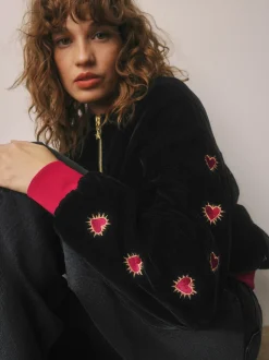 Blouson bombardier brodé en velours Rockett St George