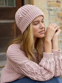 Bonnet Shabby Chic by Rachel Ashwell® rose en maille torsadée