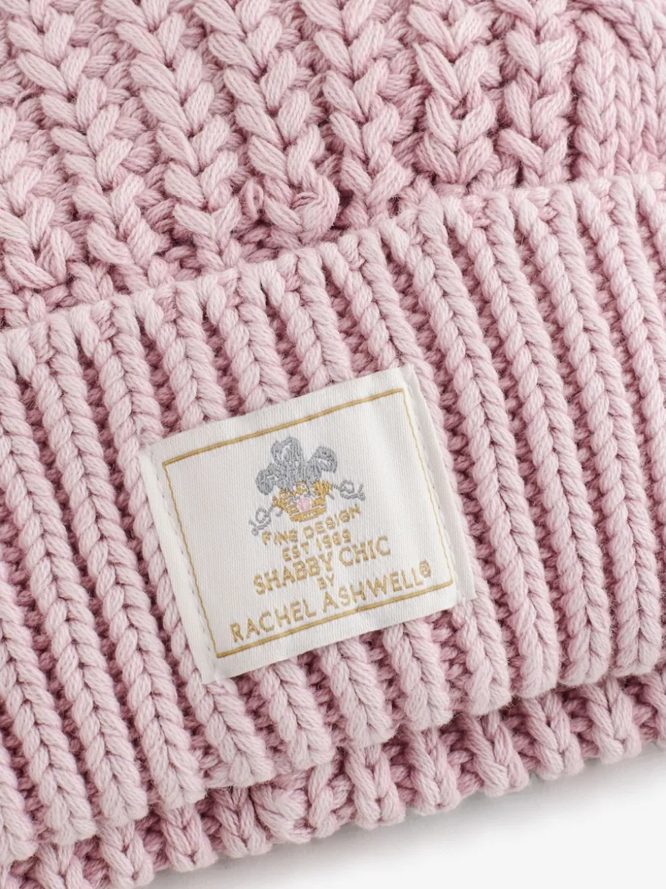 Bonnet Shabby Chic by Rachel Ashwell® rose en maille torsadée