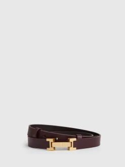 bordeaux - Ceinture REISS Hayley en cuir à charnières carrées