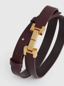 bordeaux - Ceinture REISS Hayley en cuir à charnières carrées